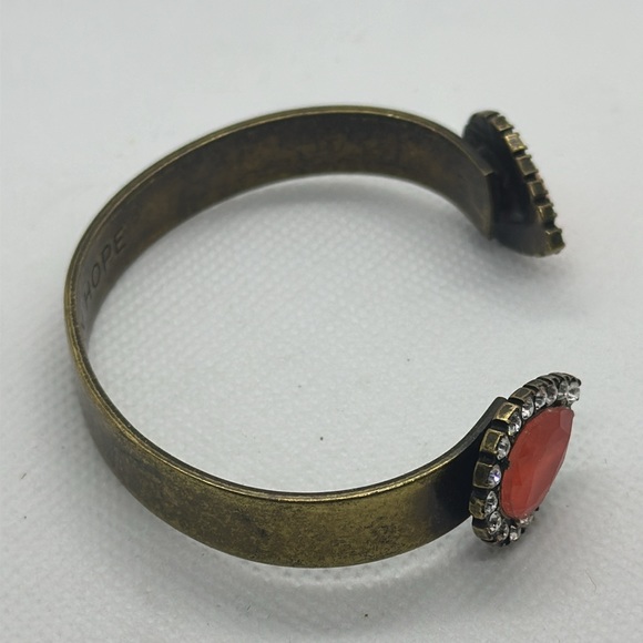 Loren Hope Sarra Red Crystal Cuff Antiqued Brass Bracelet - Picture 6 of 8
